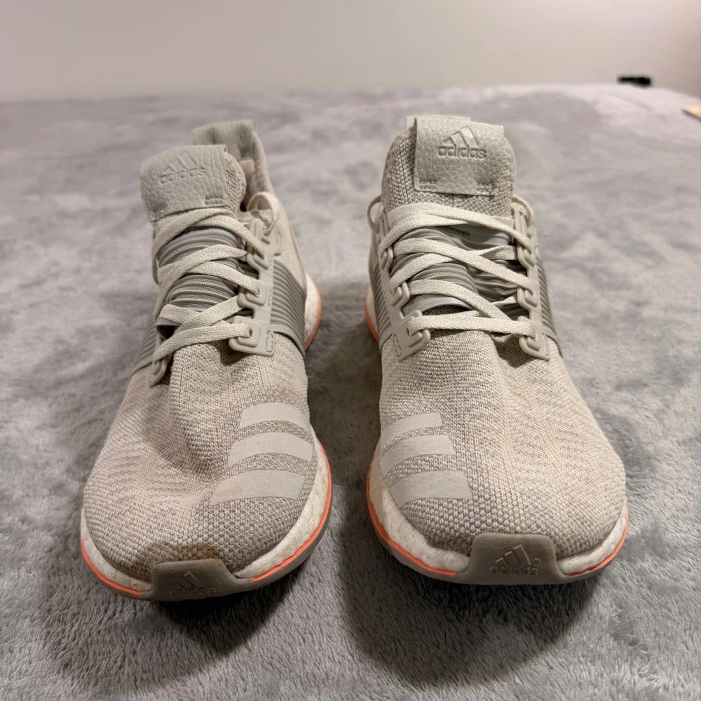 Adidas PureBoost ZG Mens 10.5 Tan Running Shoes AQ6765 Orange Trim Low Top